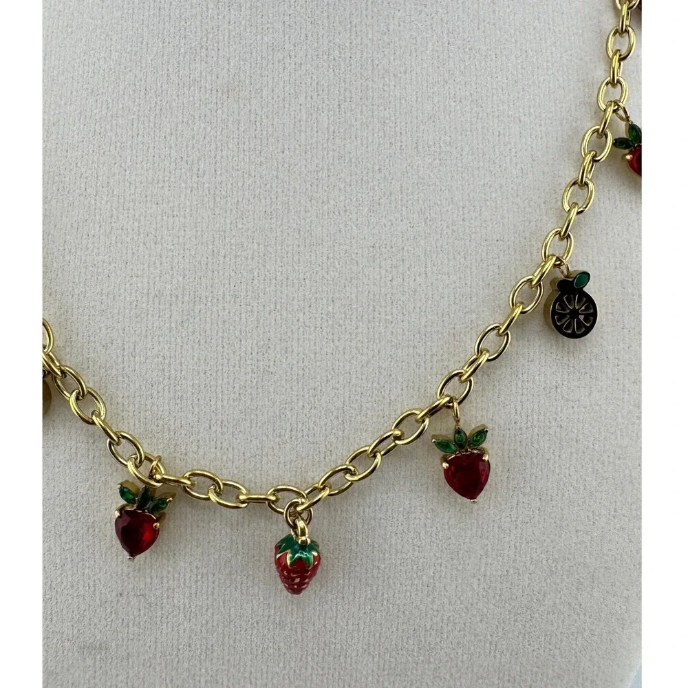 14k‎ Laminated Stainless Steel Fruit Charm Chain Necklace